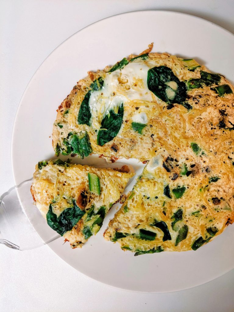 This Spaghetti Squash Egg White Frittata is a delicious, low calorie, high protein dish made on the stovetop. A super easy and egg-stra special meal to get you through the day.