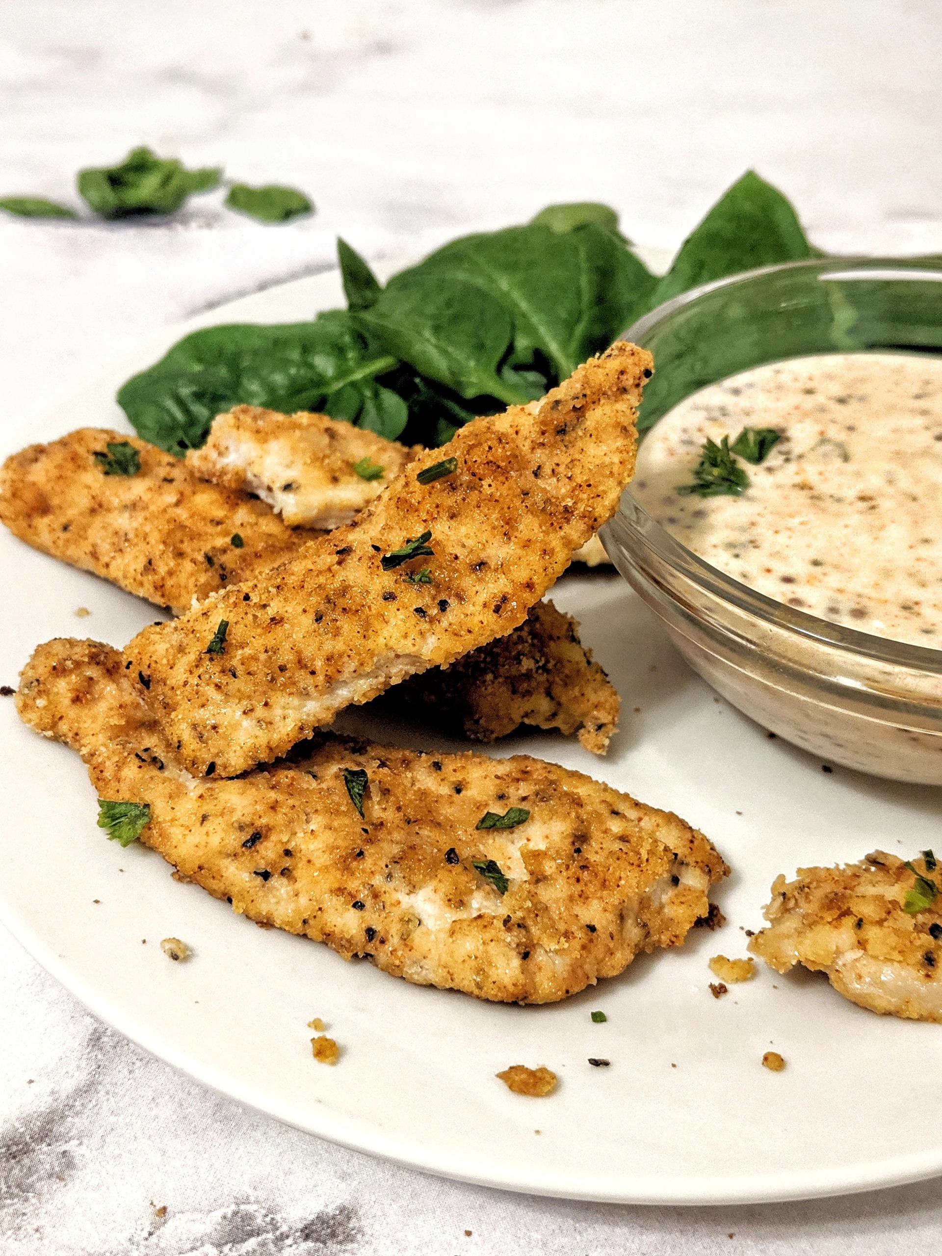 Baked Almond Crusted Chicken Tenders With Maple Dijon Sauce Hayls Kitchen