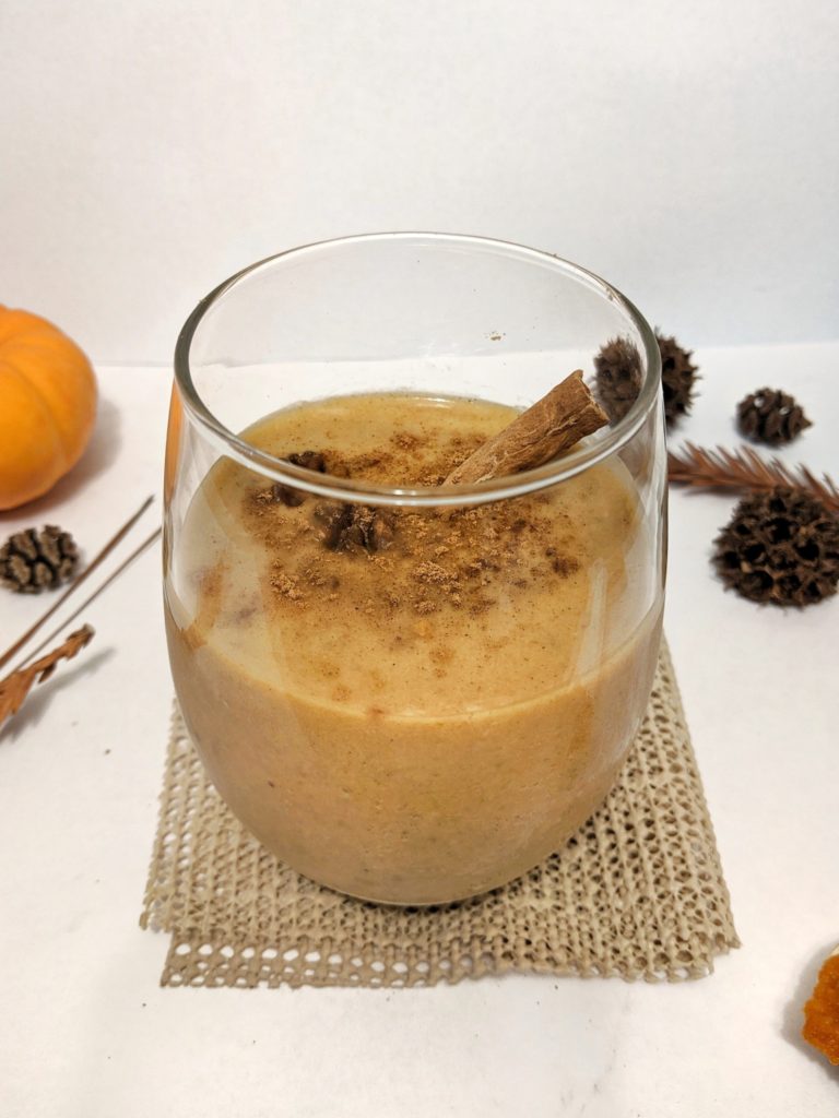 A delicious, thick Paleo vegan and dairy free pumpkin banana smoothie that's perfect for fall!