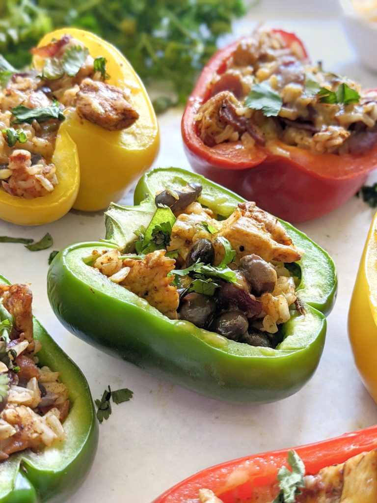 If you love easy, healthy and delicious food, these Chicken Fajita Stuffed Peppers are what you need. Tender bell peppers baked with a flavorful combination of chicken, rice and beans and topped with cheese!