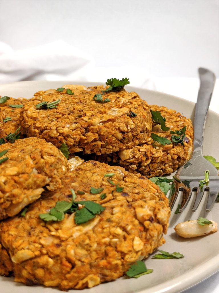 The white bean veggie burgers can be made vegan by using a flax egg, and are so flavorful with all the spices, they taste great even without a bun!
