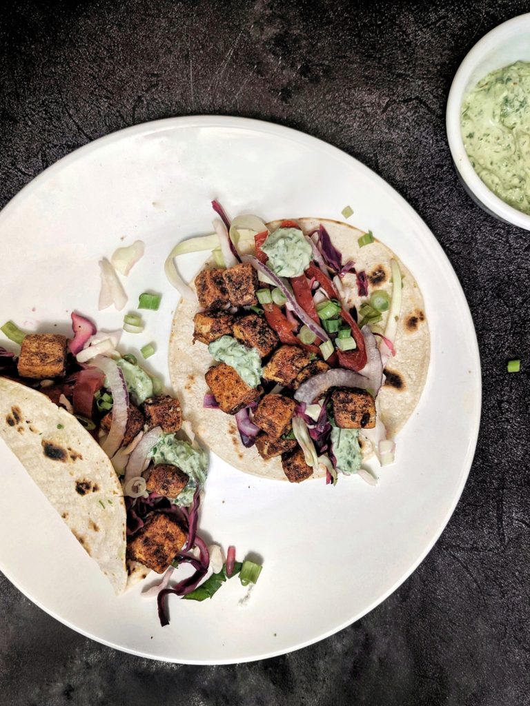 Easy vegetarian tacos with tofu for a meat filling without beans