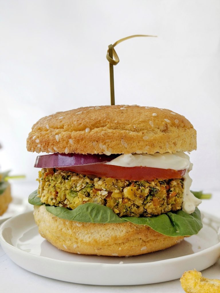 These healthy Broccoli “Cheese” Veggie Burgers are actually Vegan and made with nutritional yeast for all the cheesy flavor without the dairy! A fiber and protein packed patty that’s definitely meal-prep worthy!