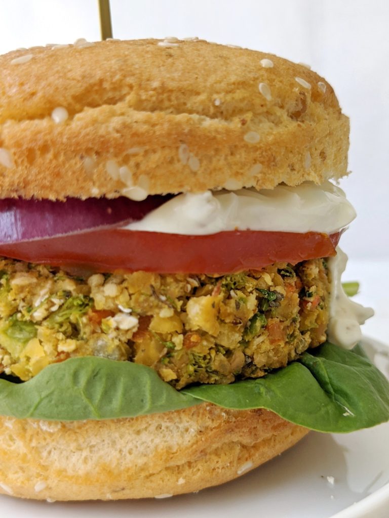 Make these homemade chickpea veggie burgers with quick, instant or rolled oats or oatmeal and cook them by baking in the oven, and you have a gluten-free and low fat baked burger patty that tastes great even without a bun!