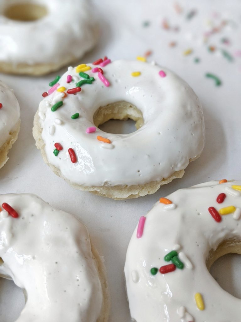 Low fat and low calorie baked vanilla doughnuts that taste like birthday cake!