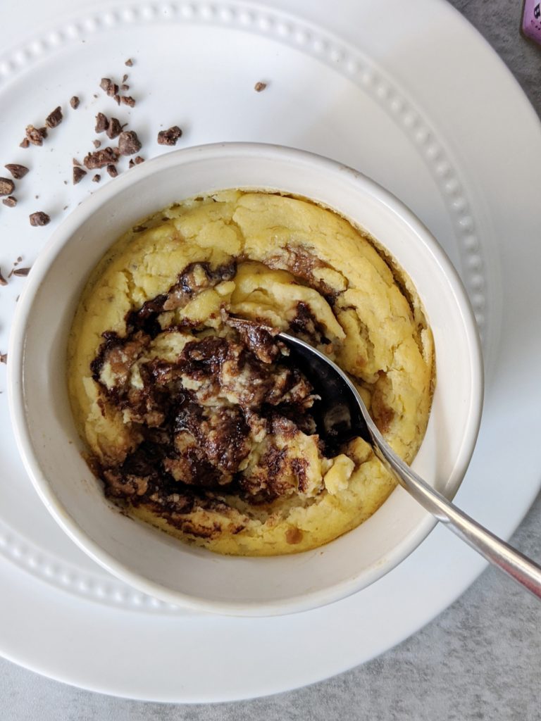 An easy and healthy paleo banana bread mug cake made with coconut flour and cooked in the microwave for the perfect single serve banana dessert.