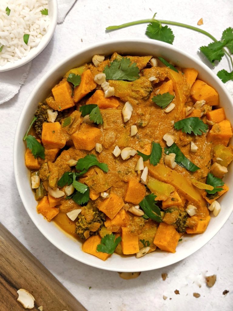 Sweet Potato and Broccoli Curry - An easy, healthy and flavorful Vegan recipe full of nutritious fresh vegetables to make the perfect weeknight dinner or meal-prep lunch.