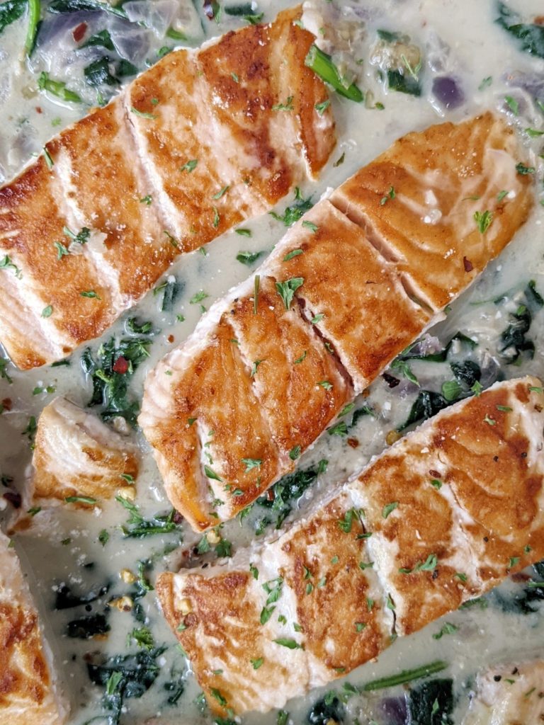 Feel free to add some sun dried tomatoes to the sauce and turn this into a creamy Tuscan Salmon recipe.
