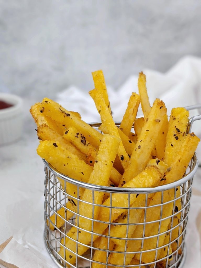 I made these polenta fries with precooked polenta from the tube - the kind you buy from the store - and a few pantry staples.