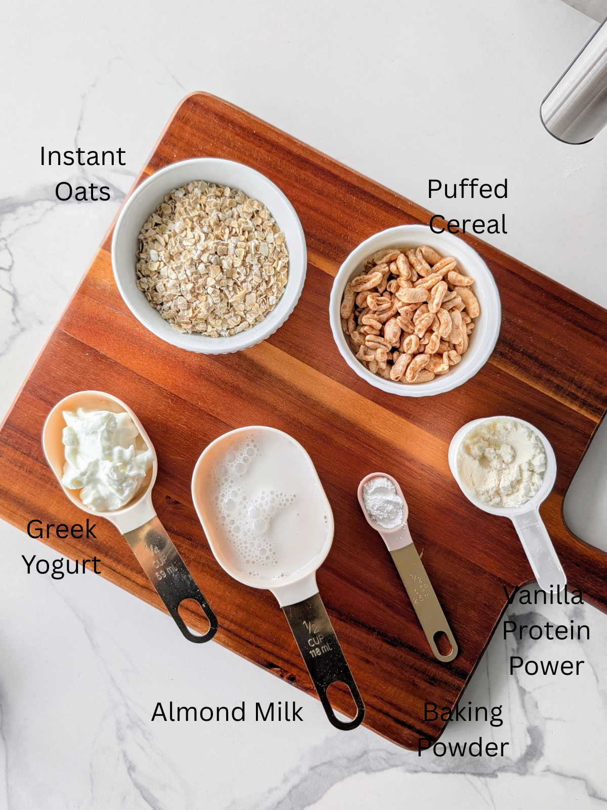 Try these quick 10-minute air fryer baked oats! A healthy, single-serve air fryer protein oatmeal recipe made with yogurt, no egg, and no banana.