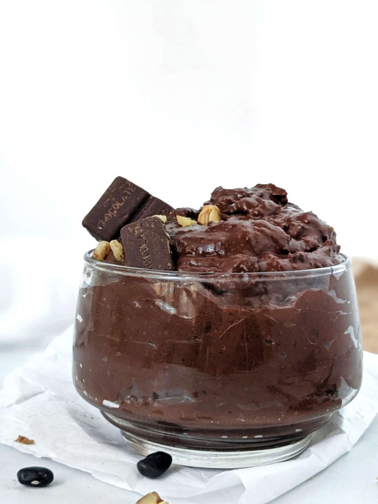 Rich and indulgent edible Protein Brownie Batter made with Black Beans! This healthy brownie batter dip is sweetened with chocolate protein powder and has no sugar; A guilt-free dessert, snack and post workout treat in one!