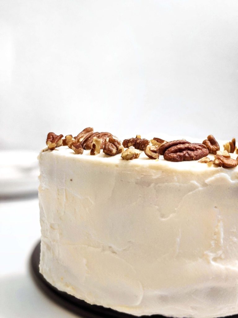 Without a doubt the Best Darn Healthy Protein Carrot Cake you will ever eat: Made with whole ingredients and protein powder, and topped with a protein yogurt frosting. This will be surely your new favorite carrot cake recipe!