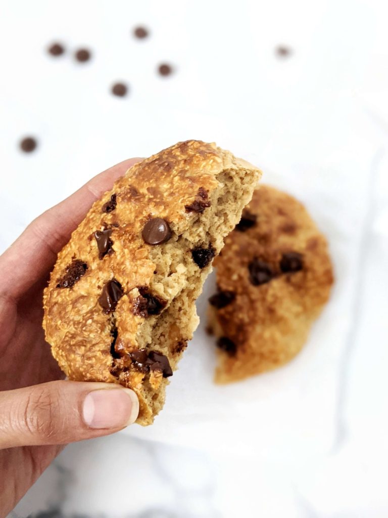 A giant single serving Air Fryer Protein Cookie Single made with oatmeal and double protein powder! Single serve protein cookie is gluten free, sugar free, has no oil and Vegan too with no eggs.