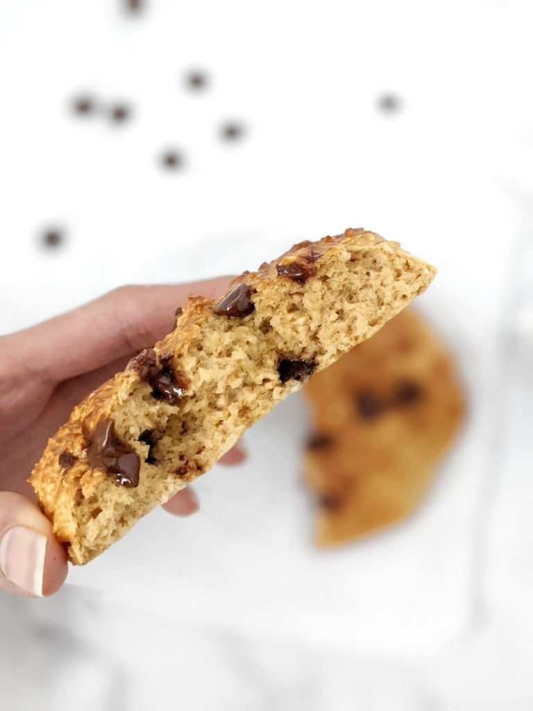 A giant single serving Air Fryer Protein Cookie Single made with oatmeal and double protein powder! Single serve protein cookie is gluten free, sugar free, has no oil and Vegan too with no eggs.