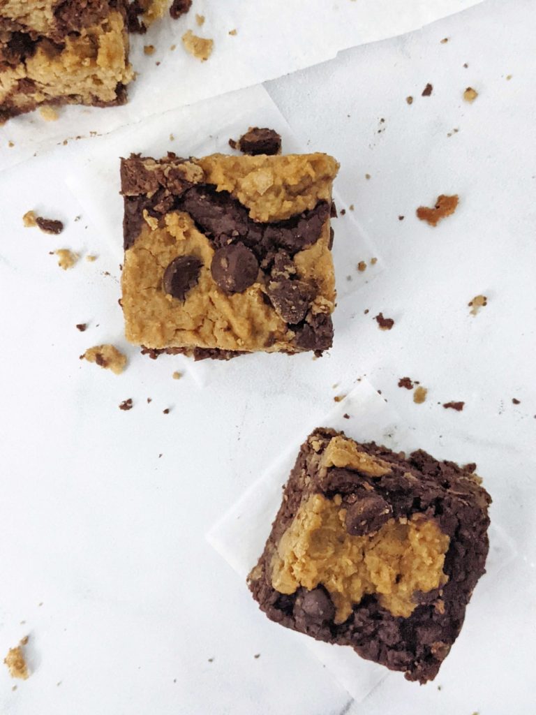 Most perfect Protein Chickpea Brookies - gluten free, sugar free, Vegan, low calorie, no oil, no flour, but a perfectly fudgy brownie and cookie in one! Made with chickpeas and sweetened with protein powder, this healthy protein brookie recipe is a must try.