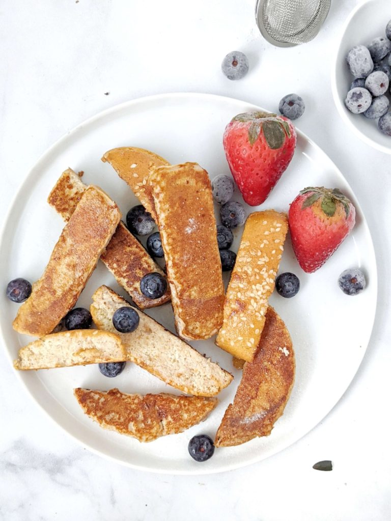 Very amazing and anabolic Protein French French Toast Sticks perfect for a high protein breakfast or post workout. With protein powder, egg whites and a hint of cinnamon, this anabolic french toast recipe might be better than your normal!