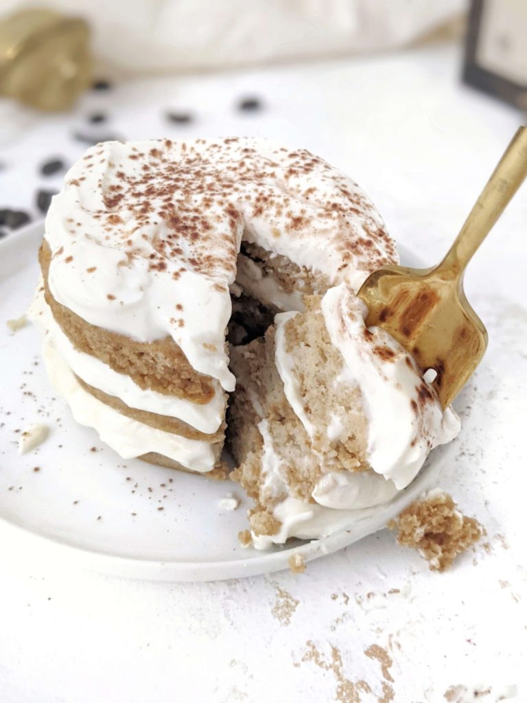 he most realistic Tiramisu Protein Pancakes soaked in coffee and layered with a protein cream cheese topping. These high protein tiramisu pancakes use pancake mix and are perfect for recipe for tiramisu without ladyfingers!