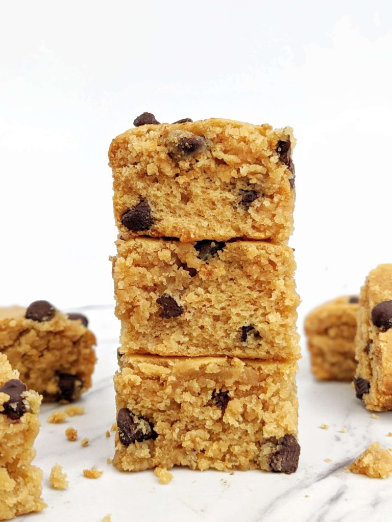 Unbelievably soft Collagen Cookie Bars with the sweetness and peanut butter flavor, but healthy sugar free and low fat! With no protein powder, these cookie bars get the high protein from collagen peptides powder and use monkfruit and peanut butter powder for the goodness!