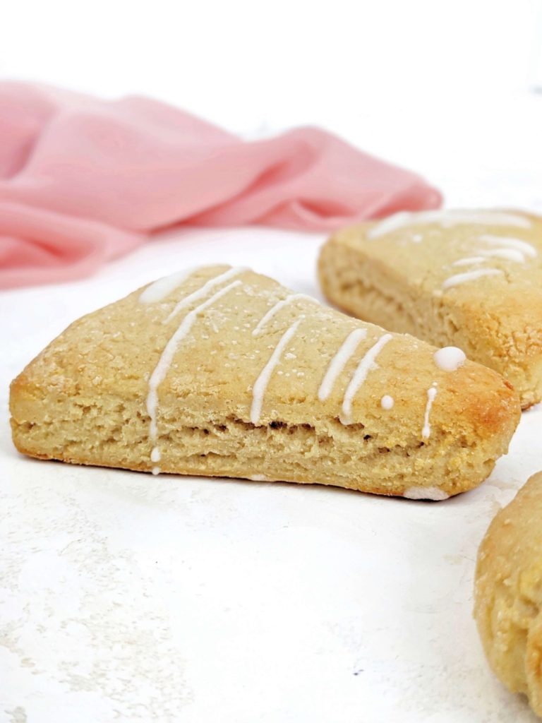 The best Vanilla Protein Scones recipe with simple, healthy ingredients. These vanilla protein scones use unflavored and vanilla protein powder and Greek yogurt for an extra high protein packed scone recipe!