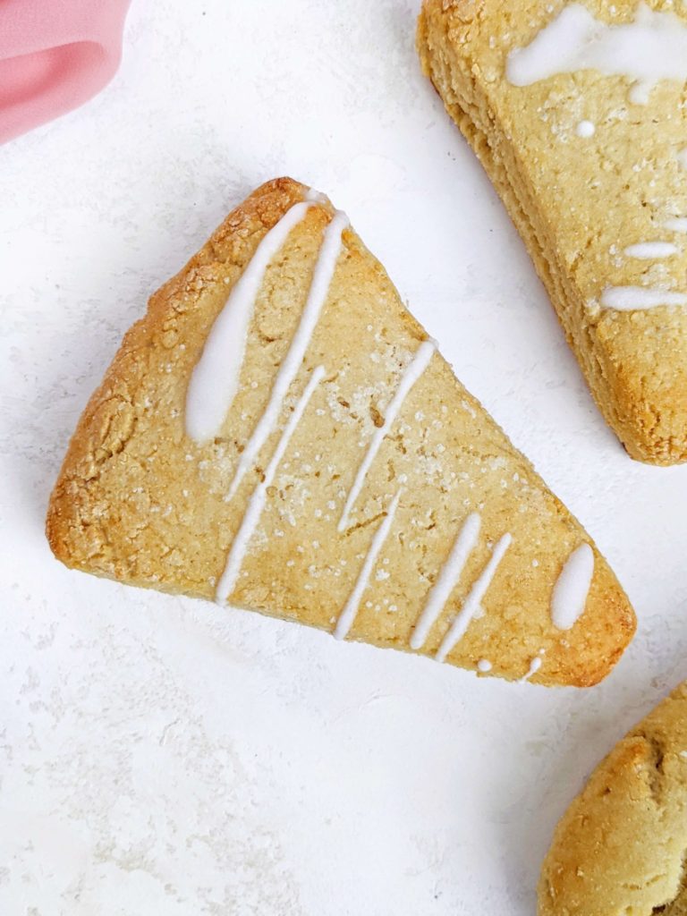 The best Vanilla Protein Scones recipe with simple, healthy ingredients. These vanilla protein scones use unflavored and vanilla protein powder and Greek yogurt for an extra high protein packed scone recipe!