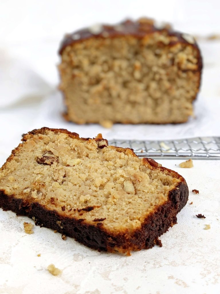 An amazing Collagen Banana Bread made with collagen peptides and no protein powder! This collagen powder banana bread is sweetened with monk fruit and sugar free maple syrup for a healthy recipe with high protein and low sugar.