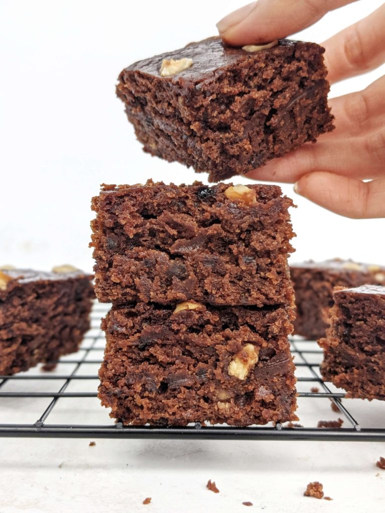 Fudgy Mocha Collagen Brownies made with collagen peptides powder and a ton of egg whites for an extra high protein brownie recipe without protein powder! Coffee collagen brownies are healthy, sugar free and gluten free too!