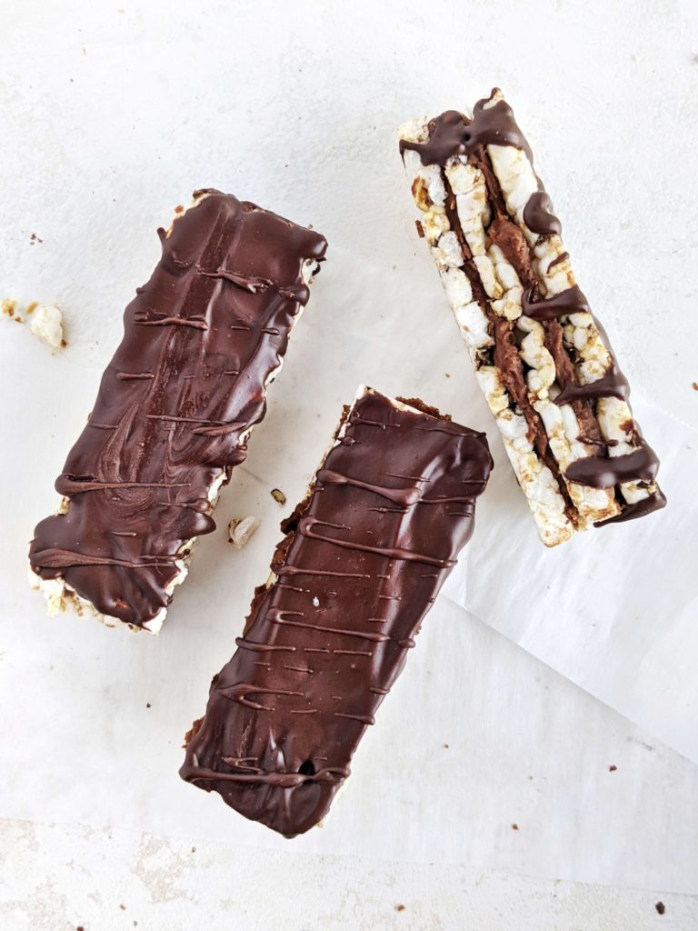 The perfect homemade Kit Kat Protein Bars made with protein powder, peanut butter powder and rice cake thins for the crunch. Healthy Kit Kat bars are gluten free and sugar free too!