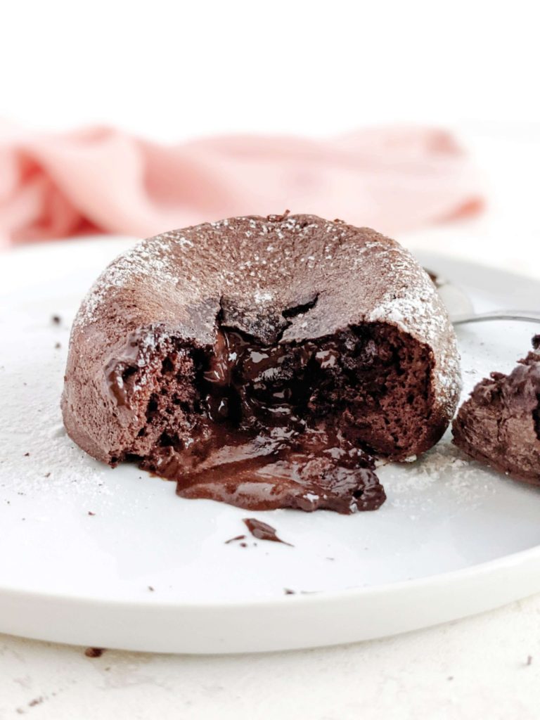 A rich and luxurious Air Fryer Chocolate Lava Cake with that gooey molten chocolate center! This healthy air fryer lava cake is made with cocoa powder and protein powder, and is a great dessert for one.