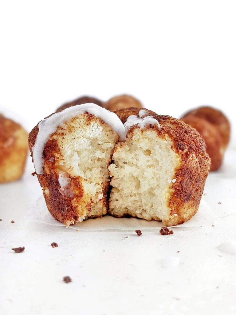 Soft and sweet Protein Monkey Bread Muffins but healthy, sugar free and low fat! Protein monkey bread bites use protein powder, greek yogurt and monkfruit sweetener, and is a great healthy monkey bread recipe from scratch!