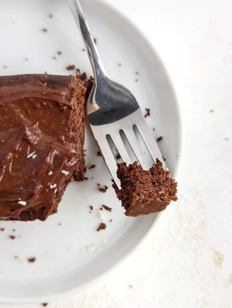 A rich and moist Low Carb Chocolate Protein Cake loaded with protein powder, Greek yogurt and cocoa powder. This keto chocolate protein cake recipe uses coconut flour and is perfect for an indulgent dessert while keeping it healthy and sugar free!