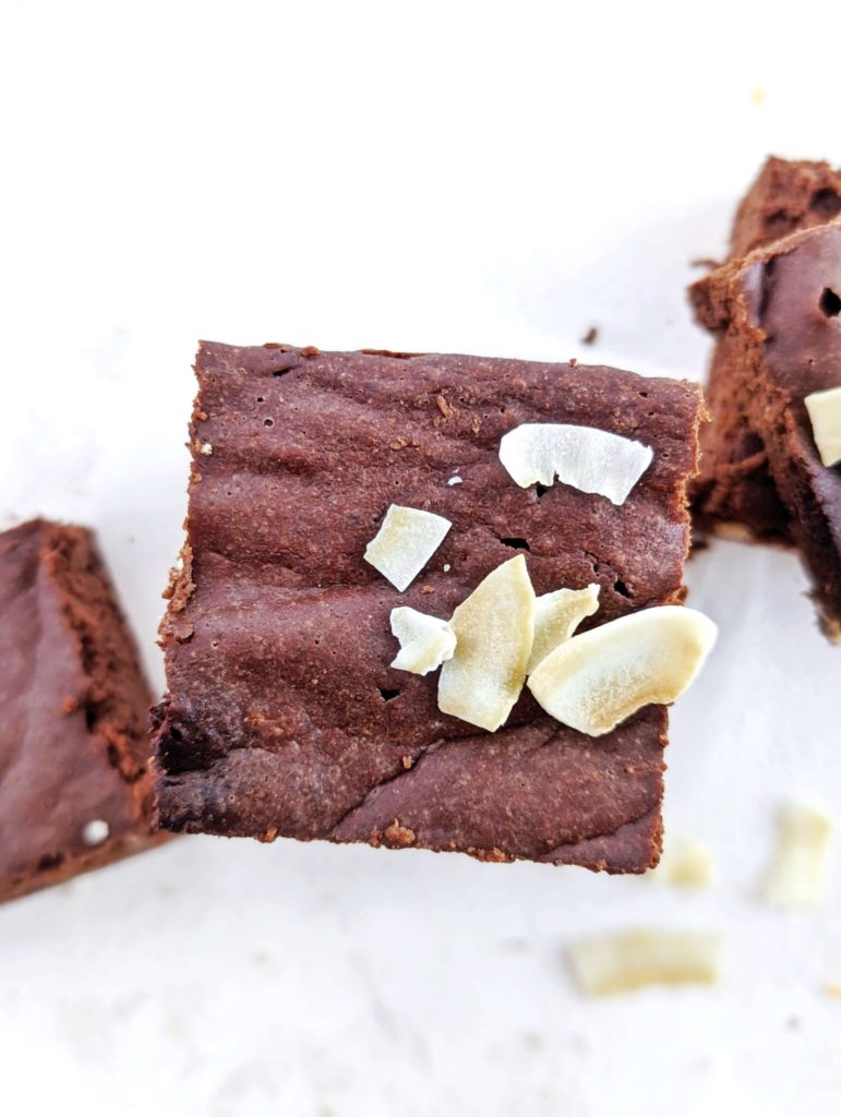 Rich and dense and just perfect Coconut Flour Protein Brownies with a ton of protein powder and cocoa powder! These healthy coconut flour brownies have no sugar, butter or oil and are low carb, low calorie and keto friendly too.