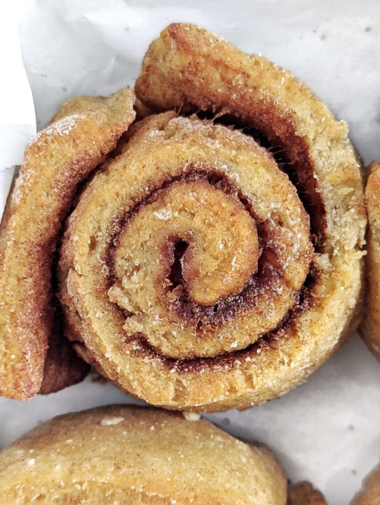 Amazingly soft Pancake Mix Protein Cinnamon Rolls with no yeast! These healthy cinnamon rolls use protein pancake mix and protein powder for an extra bump and have a sugar free and low fat gooey center - perfect breakfast!