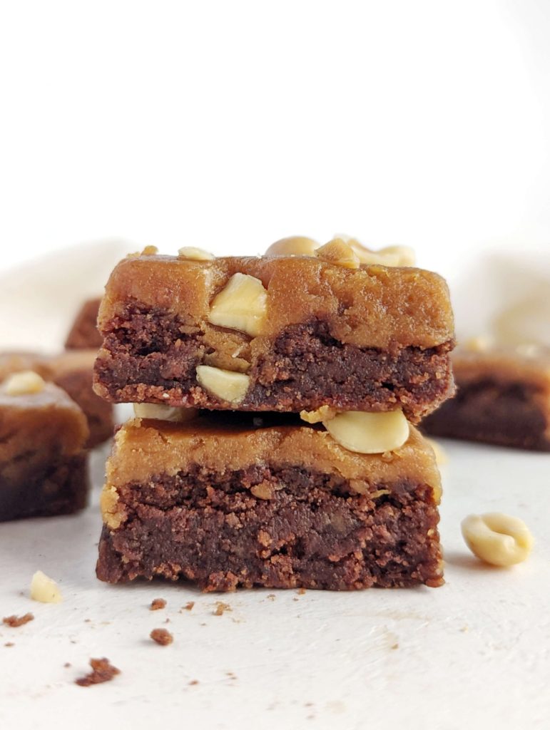 Amazingly fudgy Peanut Butter Chocolate Collagen Bars that are actually healthy! These chocolate collagen protein bars use a ton of collagen powder and egg whites and are sweetened with monkfruit; No sugar!