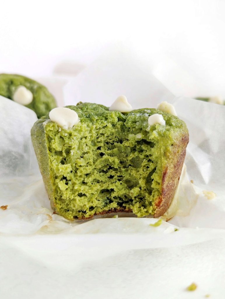 Easy and healthy Spinach Protein Muffins for a nutritious breakfast or post workout treat. These green smoothie muffins recipe uses protein powder, Greek yogurt and applesauce, and has no oil or butter!