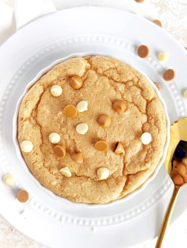 An extra fudgy Single Serve Protein Blondie - the perfect low carb and sugar free treat for one! Healthy single serving blondie uses protein powder, a bit of almond butter and has no flour, sugar or butter!