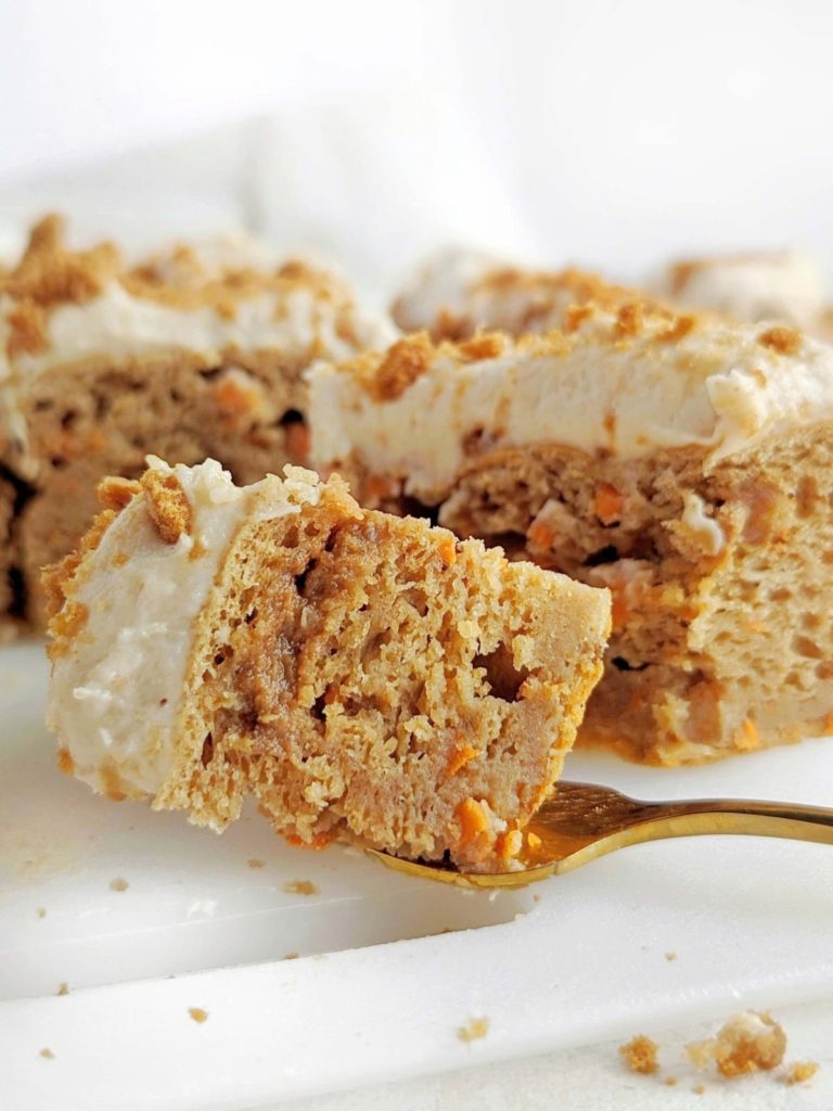 A beautiful Biscoff Carrot Cake recipe - a protein carrot cake, protein cookie butter frosting, and crushed Biscoff cookies too. A healthy and high protein cookie butter carrot cake that’s low fat and sugar free too!