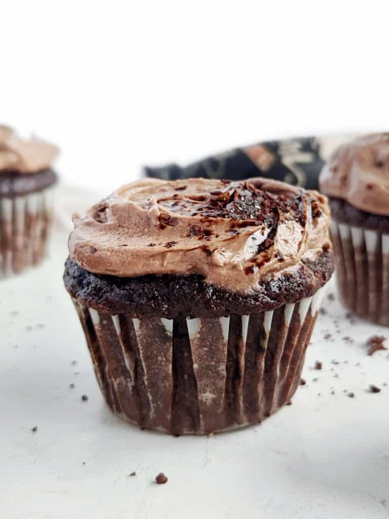 Indulgent Baileys Protein Cupcakes with a baileys chocolate cupcake, baileys filling and baileys frosting - all protein. Easy, healthy and the best Baileys chocolate cupcakes - low sugar and low fat too!