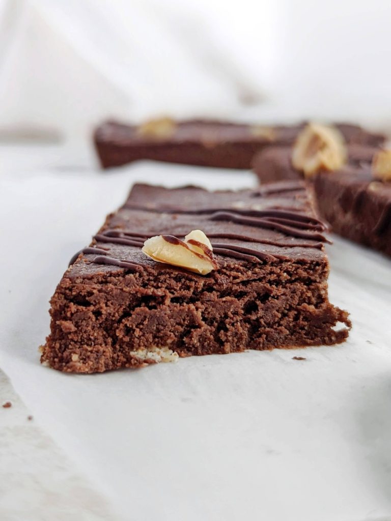 Healthy Nutella Protein Bars inspired by the Ferrero Rocher candy, but sugar free! These Chocolate Hazelnut Protein Bars use a sugar free chocolate nut butter spread and are sweetened with protein powder for a rich chocolate fudge flavor.