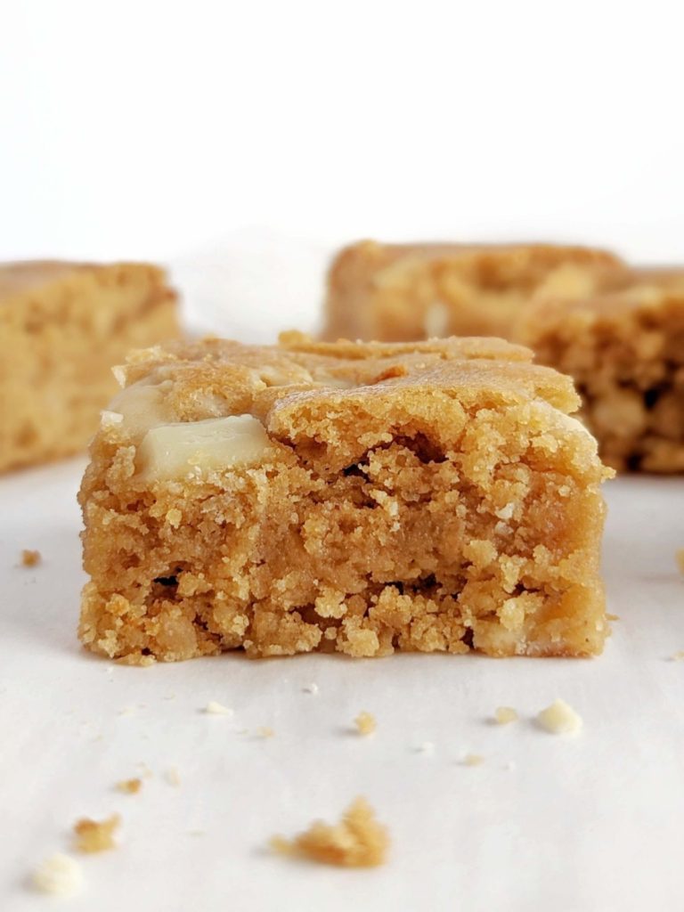 Extra fudgy Collagen Protein Blondies with all the rich, dense flavor but sugar free and low fat! Healthy, high protein collagen peptides blondies use collagen powder and egg whites, and have no protein powder at all.