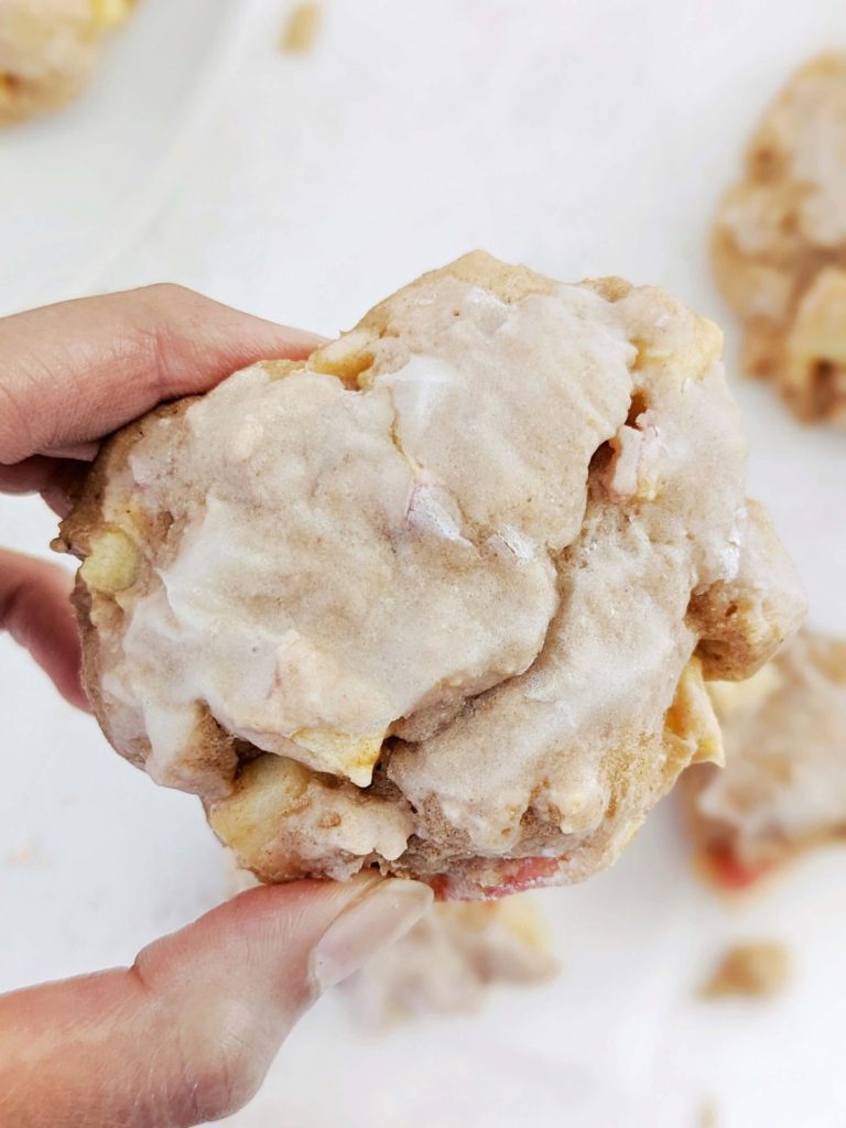 Protein Apple Fritters for a healthy, but tasty alternative your bakery favorite. Complete with fresh apples and sugar-free glaze, protein powder apple fritters are low fat too!