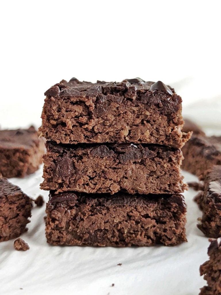 Rich and fudgy Chickpea Protein Brownies for no sugar, no flour and healthy dessert! Chocolate chickpea brownies use protein powder for sweetness, and are gluten free, low fat and Vegan too!