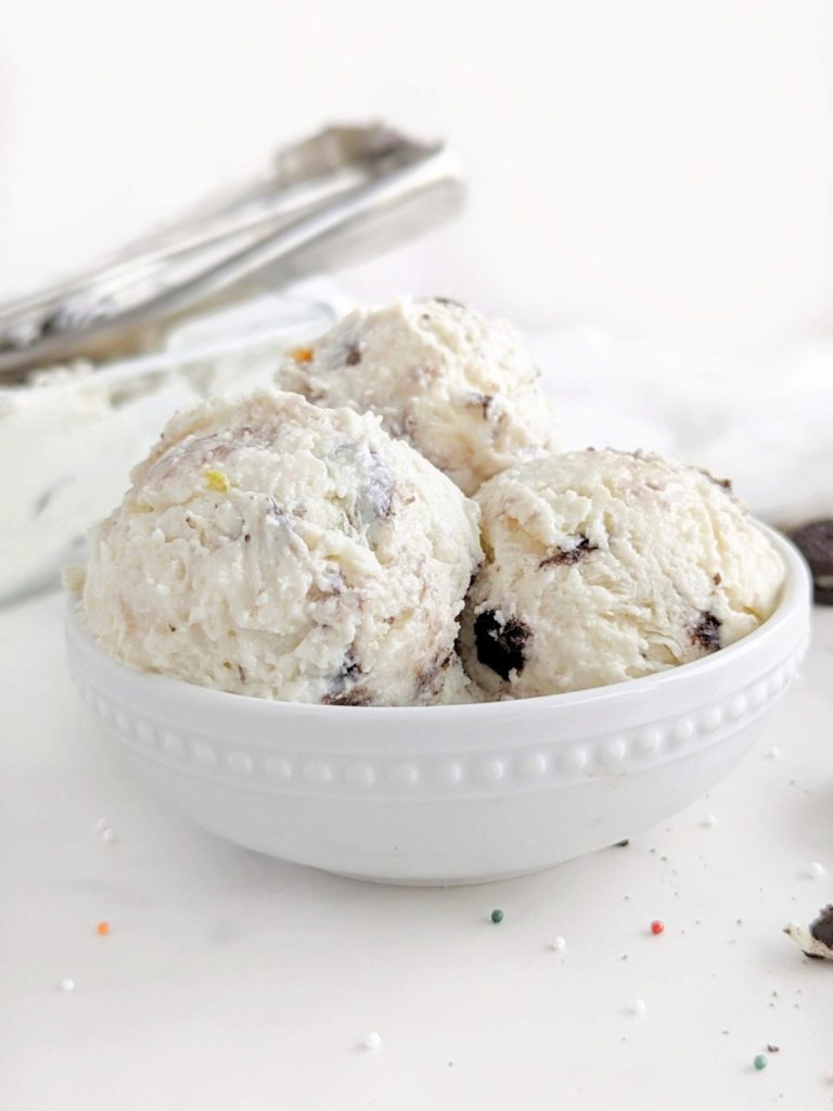Amazing Cottage Cheese Protein Ice Cream with just 3 ingredients! Easy, healthy, low sugar and low fat cottage cheese ice cream with protein powder.