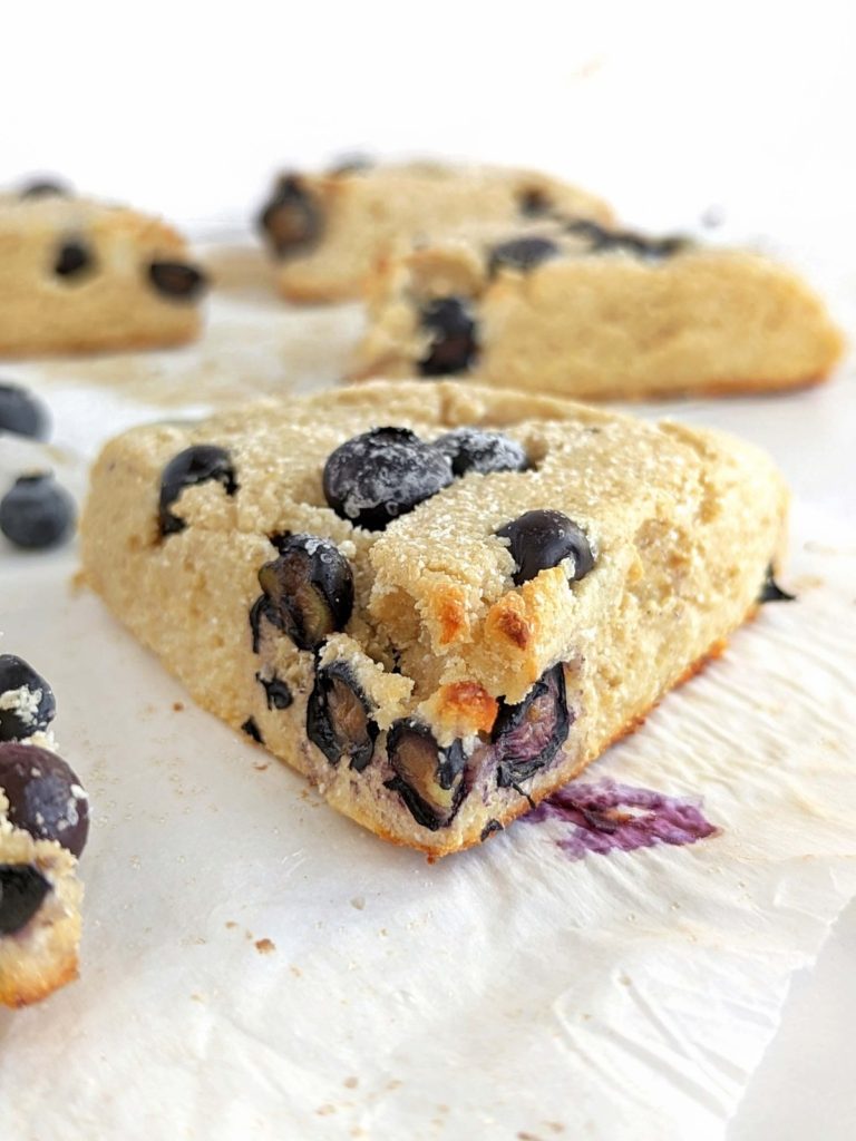 Protein Blueberry Scones are a super tasty and healthy snack, breakfast or post-workout treat. Healthy blueberry scones are high protein, low sugar, low fat and low calorie too; Better than Starbucks!