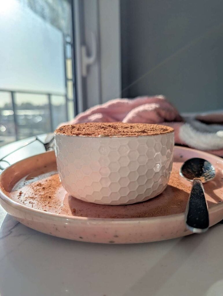 Rice Cake Tiramisu is an easy twist on the classic Italian dessert. It’s made with rice cakes instead of ladyfingers, and protein powder instead of sugar, but just as creamy and delicious.