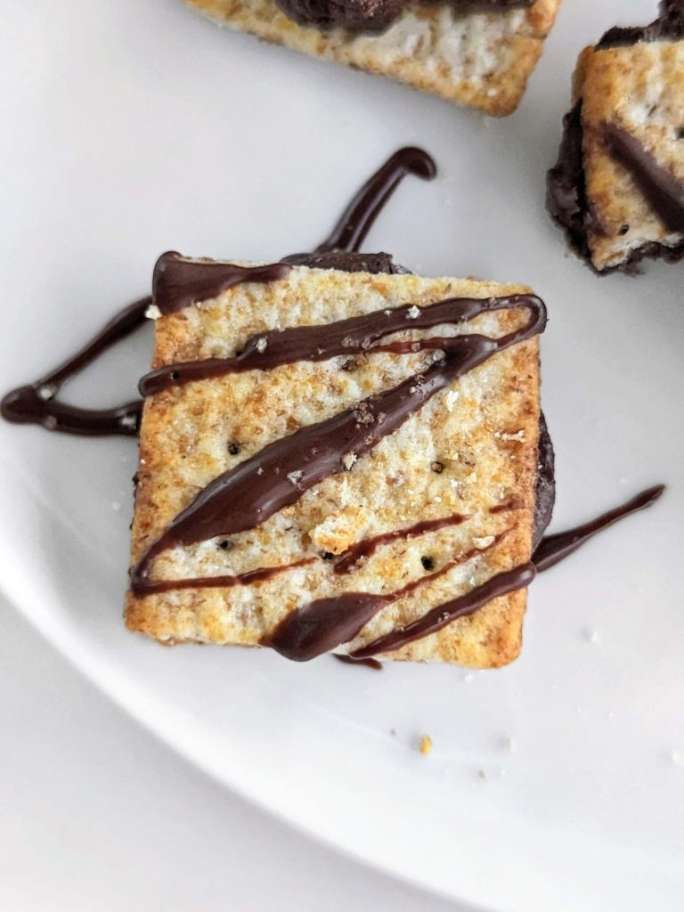Protein Chocolate Cracker Sandwich is the blend of sweet and salty that you’ve been waiting for! High protein chocolate spread inside wheat thin crackers - an easy, healthy, low sugar snack.