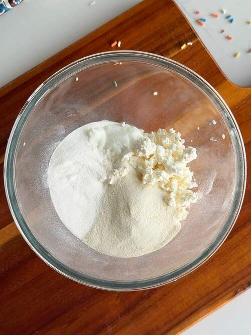 Combine ingredients except sprinkles