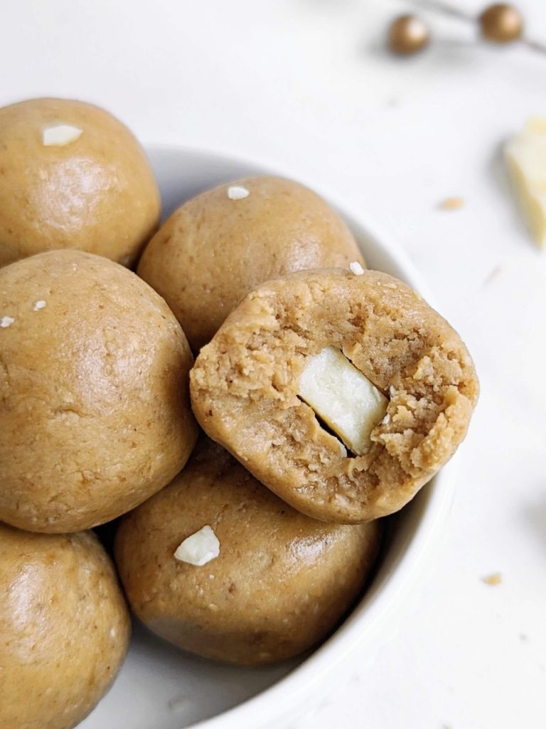 Maple White Chocolate Protein Balls are delightful, indulgent and good-for-you at the same time! With sugar-free white chocolate and maple syrup, protein powder and maple-flavored cashew butter, these bites will have you swooning!