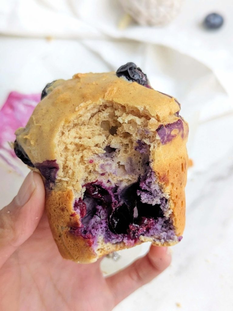 Single Serve Blueberry Protein Muffin is so massive, it will redefine your life! A healthy blueberry muffin for one with no added sugar and very little fat!