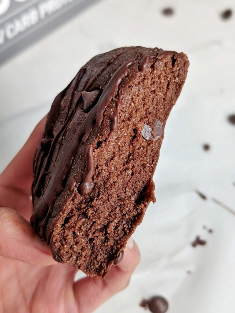 Giant No Bake Chocolate Protein Cookie is the perfect single serve dessert! Rich and chocolatey with 41g protein, low carb, low sugar and gluten free too.