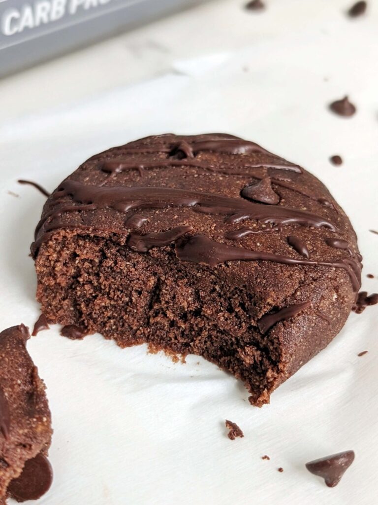 Giant No Bake Chocolate Protein Cookie is the perfect single serve dessert! Rich and chocolatey with 41g protein, low carb, low sugar and gluten free too.